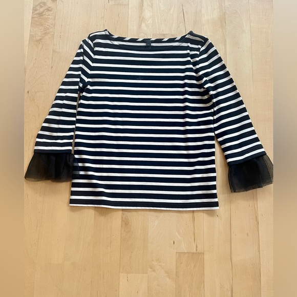 J. Crew Striped Tee with Tulle Trim, Size XXS - Picture 2 of 2